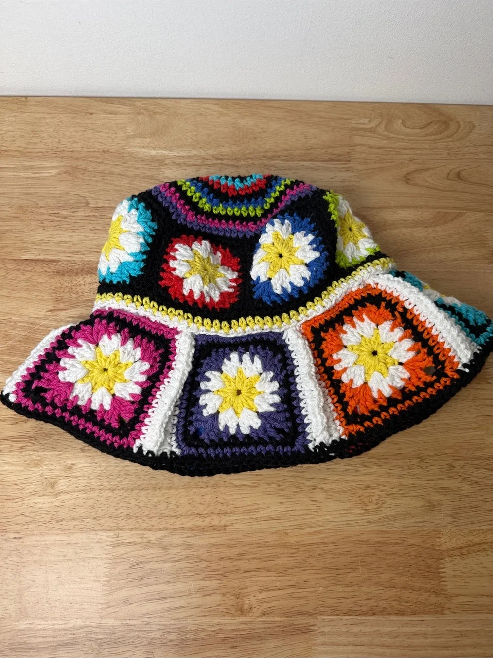 Handmade Crochet Floral Bucket Hat - Multicolor